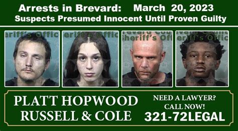 Arrests In Brevard County March Suspects Presumed Innocent