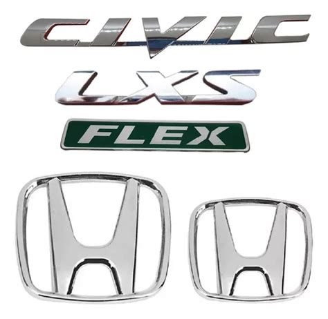 Emblemas Civic Lxs Flex Logos Honda New 07 A 2011 kit 5 Pçs Frete grátis