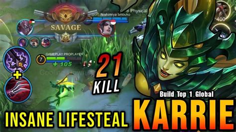 100 IMMORTAL Karrie With Lifesteal Build AUTO SAVAGE Build Top 1