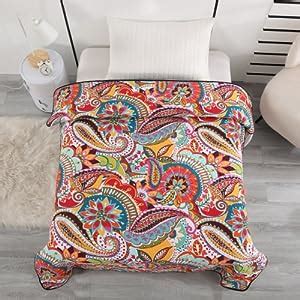 Amazon Qucover Quilt Throw Blanket Soft Cotton Boho Paisley