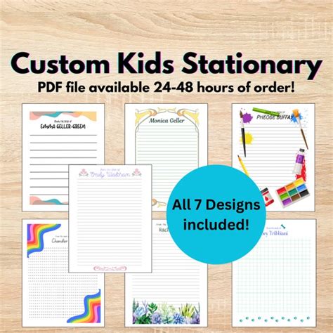 Kids Stationary Etsy