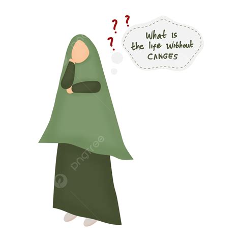 Ilustración De Una Mujer Musulmana Pensando En Algo Png Pensando Gesto Muslimah Png Y Psd