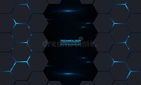 Abstract Technology Hexagon Background With Circuit Electric Lightning