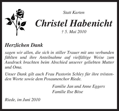 Traueranzeigen Von Christel Habenicht Trauer Kreiszeitung De