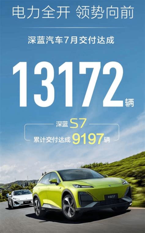 深蓝汽车7月交付量达到13172辆！s7销量几乎破万辆搜狐汽车搜狐网