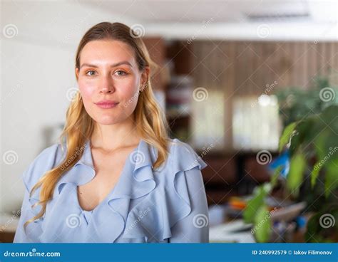 Portrait Of A Positive Business Woman In Office Stock Image Image Of