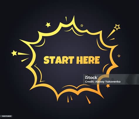 Start Here Sign Flat Explosion Sign Start Here Sign Vector Icon Stock Illustration - Download ...