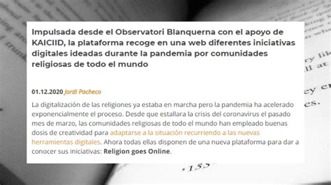 La plataforma Religion Goes Online en Religión Digital Observatorio