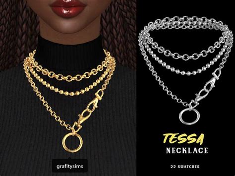 Tessa Layered Necklace Grafity Cc Sims 4 Piercings Layered