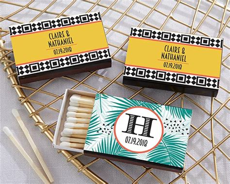 Personalized Black Matchboxes Tropical Chic Set Of 50 Famous Favors