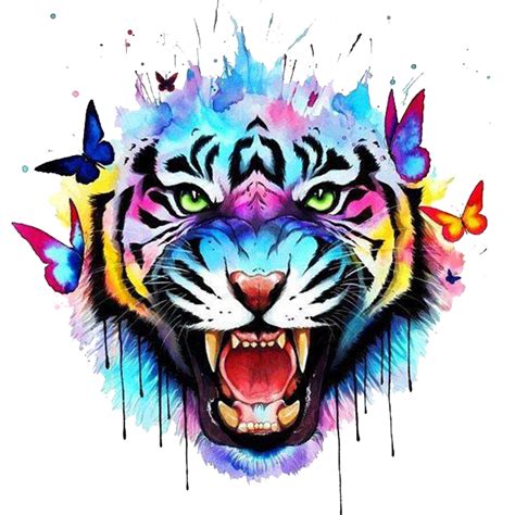 Camiseta De Tigre Multicolor Personalizada 100 Algodón De Máxima