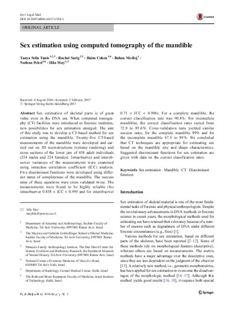 Pdf Sex Estimation Using Computed Tomography Of The Mandible