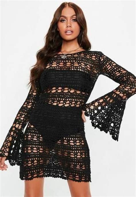 Black Dress Made Crochet Custom Etsy In 2021 Crochet Dress