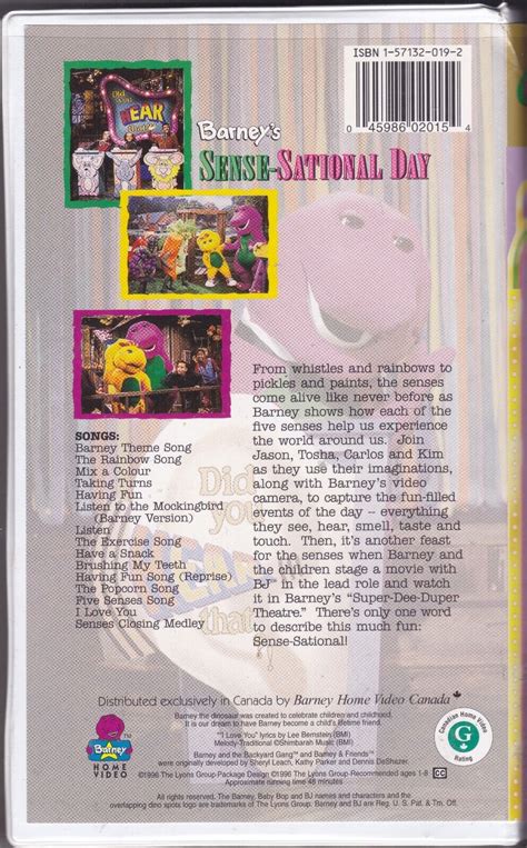 Barney S Sense Sational Day Vhs Canadian Plastic Clamshell