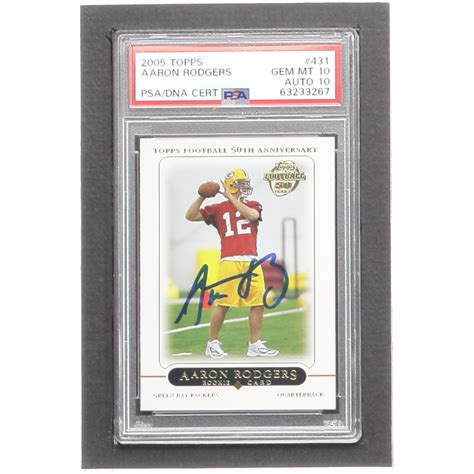 Aaron Rodgers Signed 2005 Topps 50th Anniversary Rookies 431 RC PSA