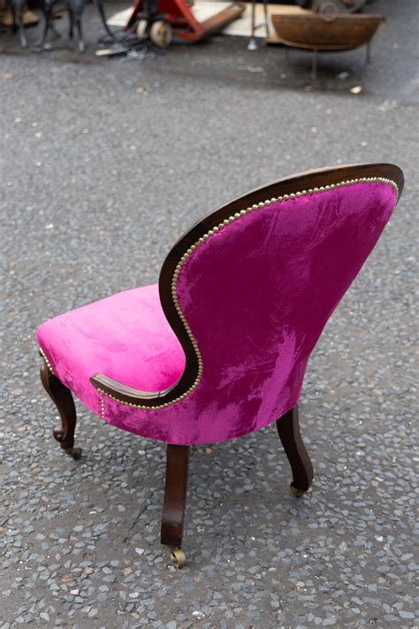 Barbie-pink Victorian Spoonback Lounge Chair - On The Square Emporium