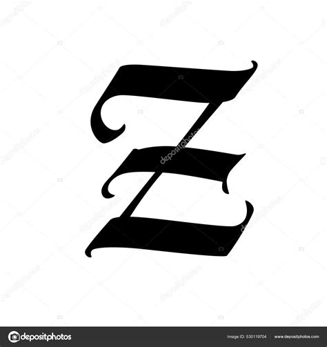 Letter Gothic Style Vector Alphabet Symbol Isolated White Background