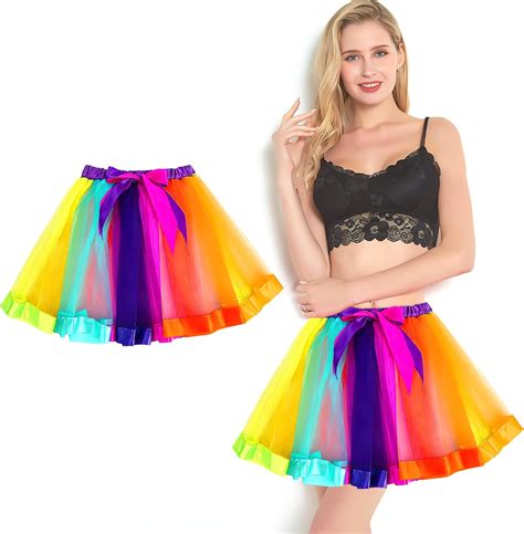 Femme Ballet Tutu Tulle Jupes Jupes En Tulle Arc En Ciel Danse Jupe