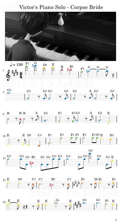 Victor S Piano Solo Corpse Bride Easy Sheet Music