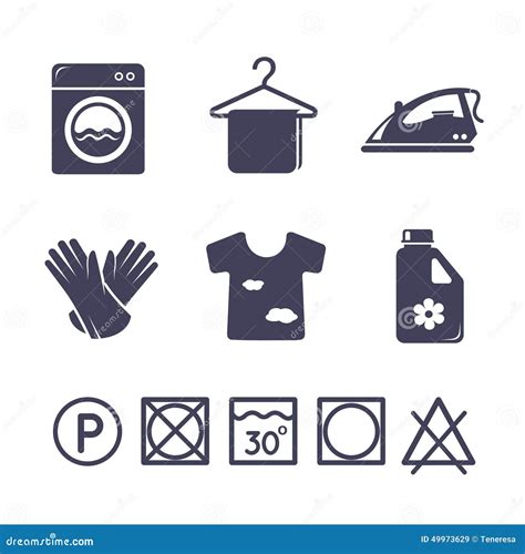 Laundry Icons Set Washing Symbols Set Outline Set Of Laundry Vector