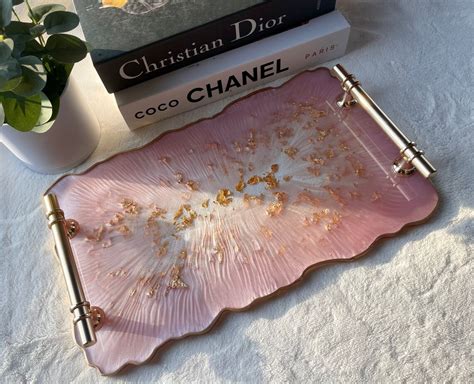 Pink Resin Tray Pink Vanity Tray Pink Perfume Tray Pink Etsy