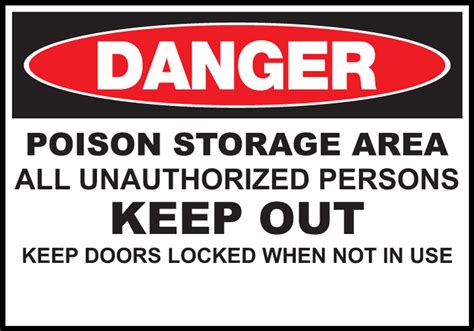 Danger Poison Storage Sign Ghs Hazcom Zing Green Products