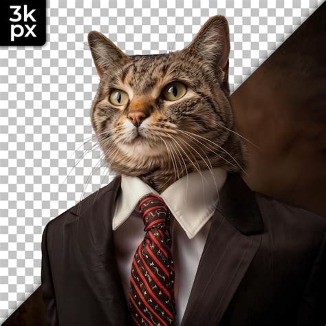 Un Gato Con Un Traje Y Corbata Que Dice Px Psd Premium Generado Con Ia