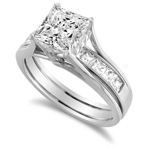 Shop 14k White Gold 1 3 4 Ct Princess Cut Cubic Zirconia Insert Bridal