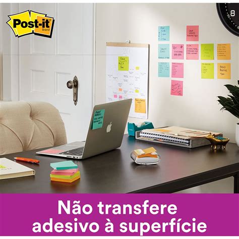 Bloco De Notas Super Adesivas Post It Amarelo Neon 76 Mm X 76 Mm 45