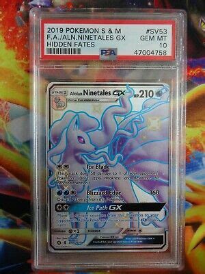 Pokemon Alolan Ninetales GX Full Art Hidden Fates Shiny SV53 Graded