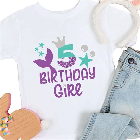 Mermaid 5th Birthday Shirts For Girls 5 Birthday Shirt 5 Year Old Birthday T