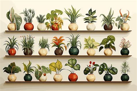 Premium Vector Tropical Plant In Pot Vector Illustration Set