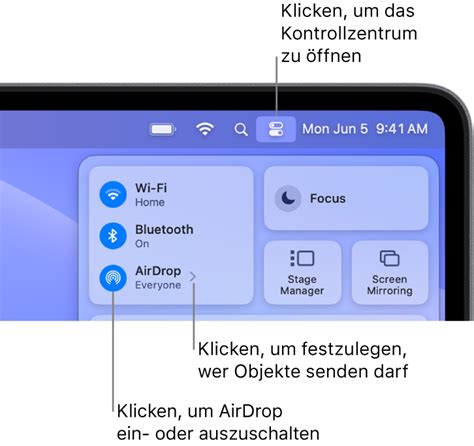 Verwenden von AirDrop auf deinem Mac zum Senden von Dateien an Geräte