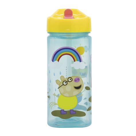 Botella Cuadrada Pl Stica Con Pajita Peppa Pig Ml Cartoons