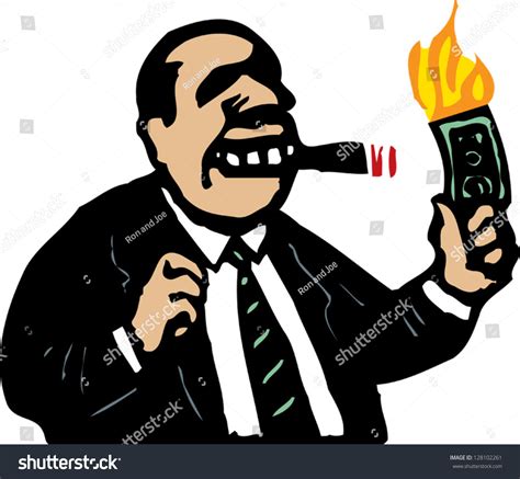 Vector Illustration Man Burning Money Stock Vector (Royalty Free) 128102261