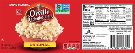 Nutrition Facts For Orville Redenbacher Kettle Corn Popcorn | Blog Dandk