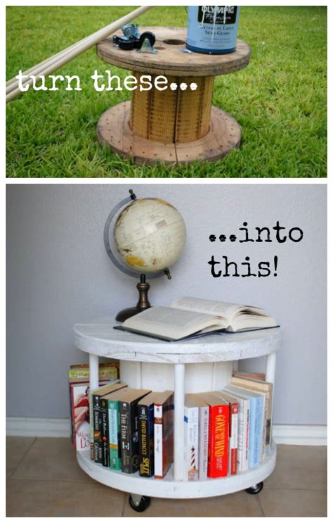 Upcycle Wooden Spool Bookcase The Refab Diaries