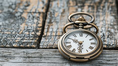 Vintage Pocket Watch On Gray Wooden Table Background, Watch, Clock, Retro Background Image And ...