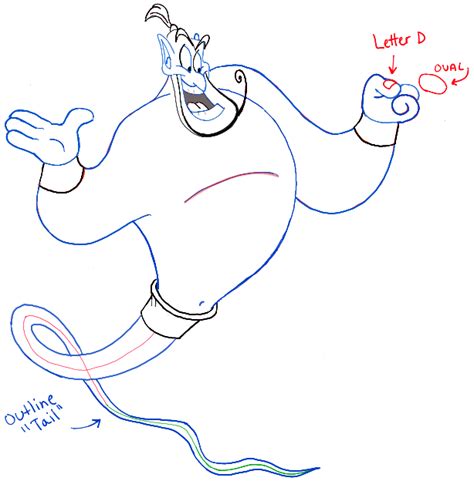 How to Draw the Genie from Disneys Aladdin Step by Step Drawing ...