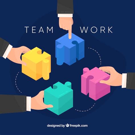 Free Vector Teamwork Concept With Puzzle Pieces