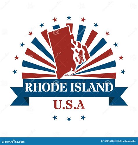 Rhode Island State Map Label Vector Illustration Decorative Design