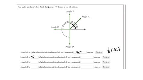 SOLVED Four Angles Are Shown Below Recall That There Are 360 Degrees