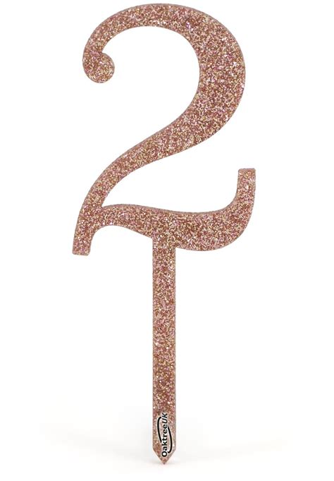 Acrylic Sparkling Fizz Rose Gold Cake Topper No2 H150mm X W54mm