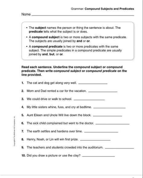 Compound Subjects And Predicates Online Exercise For Live Worksheets