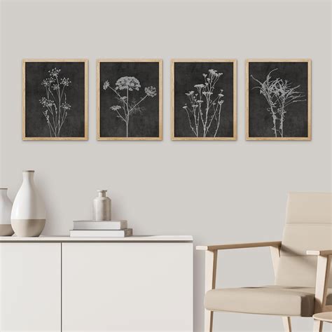 PixonSign Framed Wall Art Wildflower Floral Botanical Canvas Posters