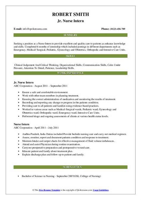 10 Nurse Intern Resume Samples And Templates For 2025