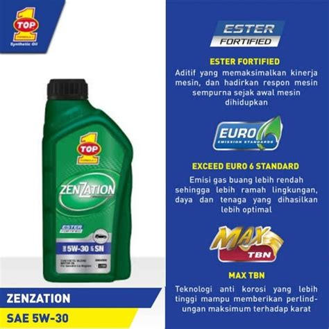 Jual Oli Mesin Mobil Top 1 Zenzation 5w 30 Api Sn 1 Liter Shopee