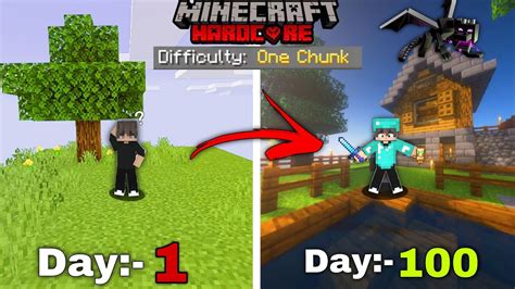 100 Days On ONE CHUNK In Minecraft Hardcore YouTube