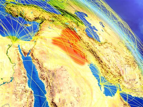 Iraq From Space With Network Stock Illustration Illustration Of