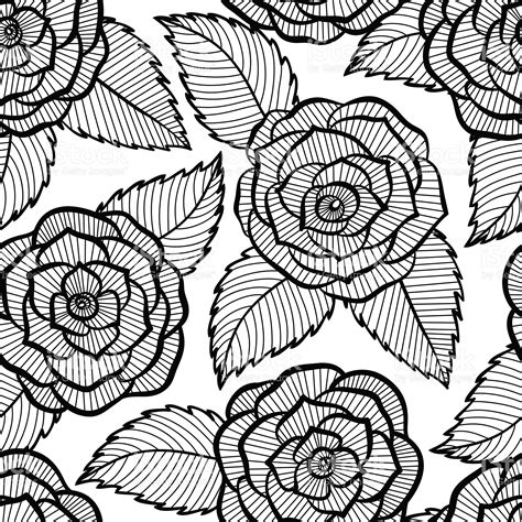 Beautiful Seamless Black And White Pattern In Roses And Leaves Lace